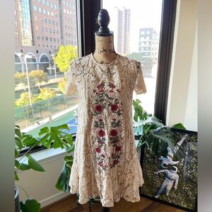 Miami Cream Lace Short Sleeve Mini Dress
